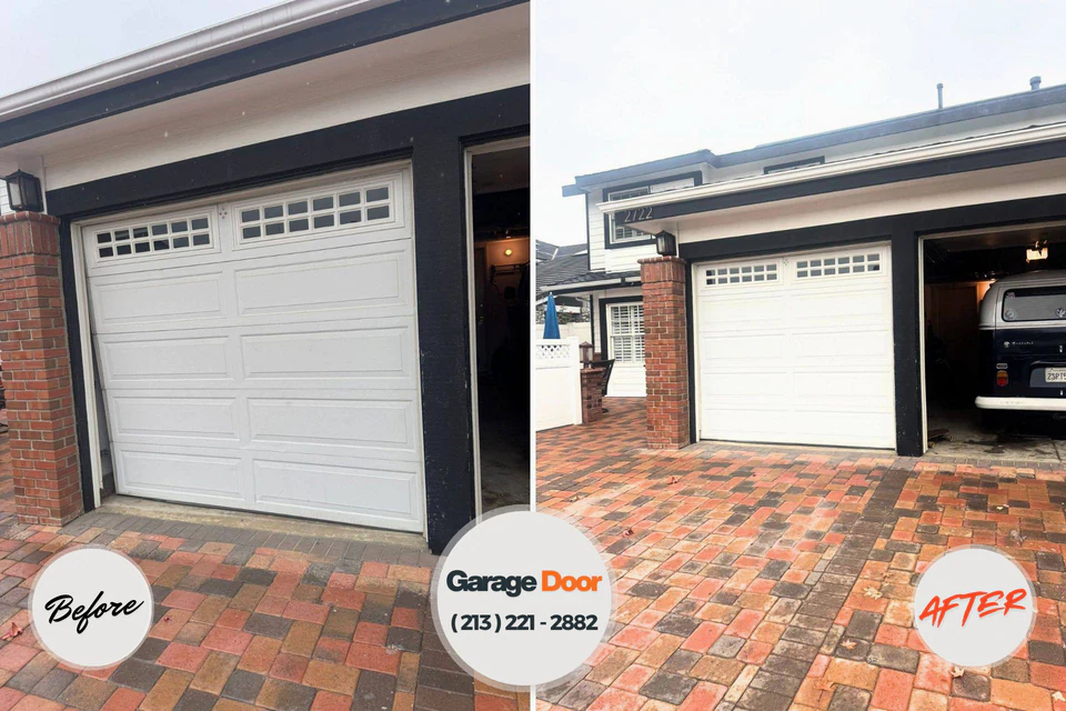 Before and after: garage door repair Paradise, CA